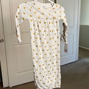 Pink Lady Bug & Gold Heart Sleeper set